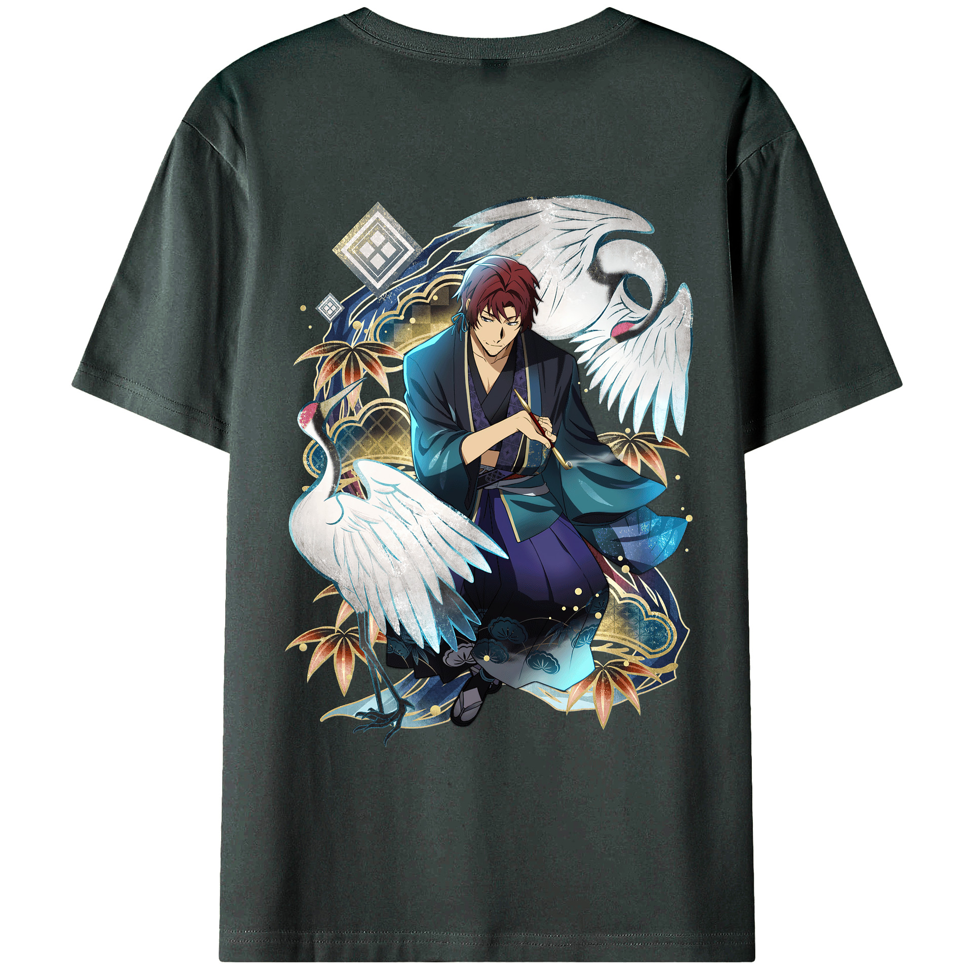 （画像用） 文豪ストレイドッグス Bungo Stray Dogs 綿100％ メンズ半袖Tシャツ（バックプリント） 通気性